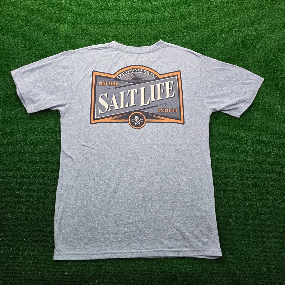 Salt Life Tshirt Mens Large Light Blue Short Sleeve Craftmens of the Sea Fishing